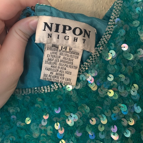 Vintage Nipon Night Teal Sequin Dress with purse - Picture 2 of 8